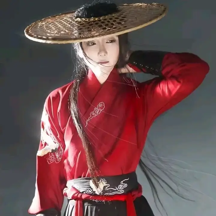 Traje tradicional chino rojo y negro para cosplay - 3