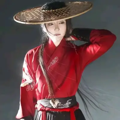 Traje tradicional chino rojo y negro para cosplay - miniatura 3