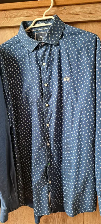 Camisa azul estampada La Martina para hombre - miniatura 1