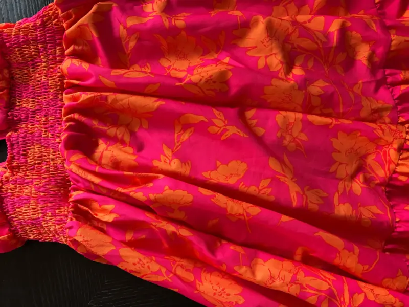 Vestido floral rosa y naranja para mujer - 3
