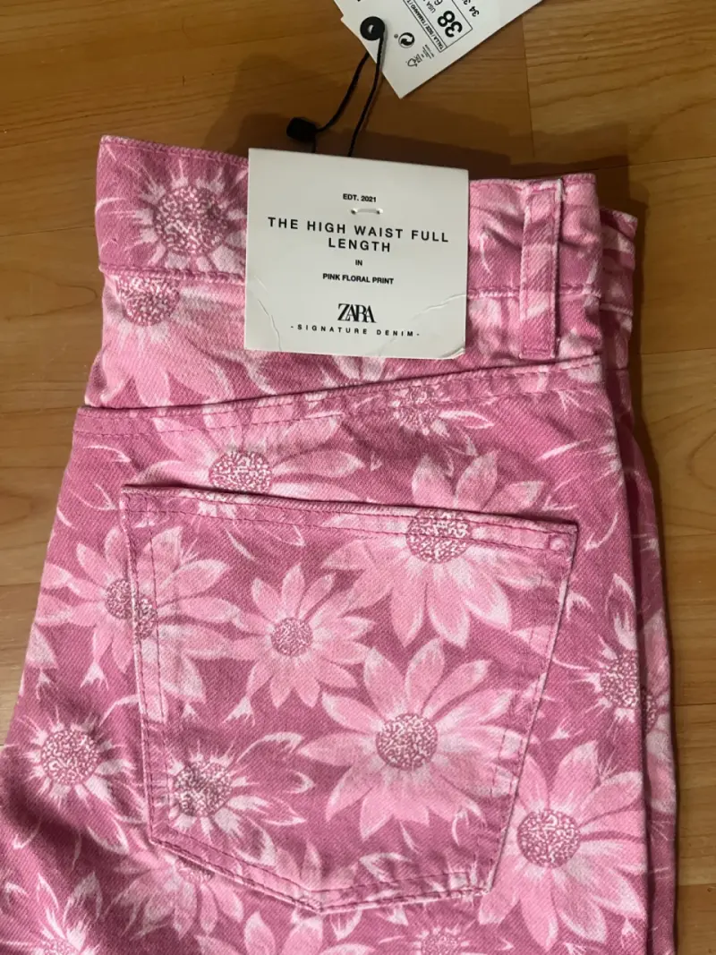 Pantalones Zara tiro alto rosados - 2