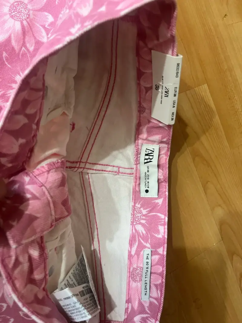 Pantalones Zara tiro alto rosados - 4