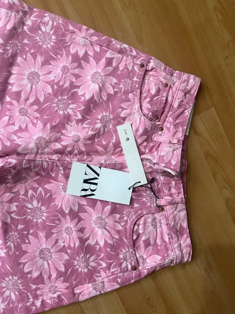 Pantalones Zara tiro alto rosados - 6