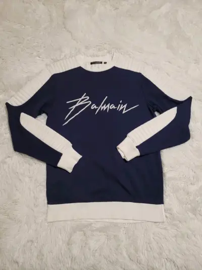 Polerón Balmain azul con detalles blancos - miniatura 1