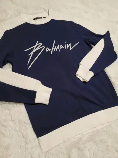 Polerón Balmain azul con detalles blancos - miniatura 3