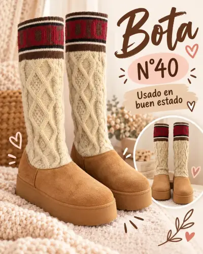 Botas de lana con diseño tejido talla 40 - miniatura 1