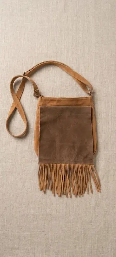 Bolso bandolera de gamuza con flecos - miniatura 1