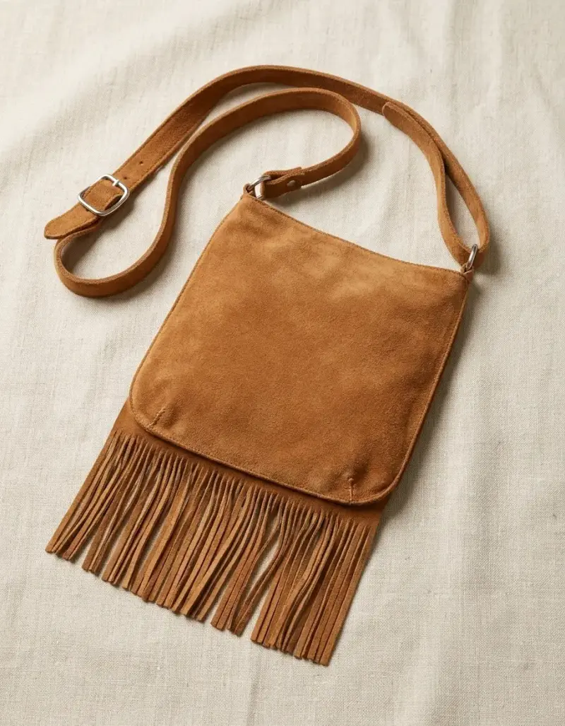 Bolso bandolera de gamuza con flecos - 2