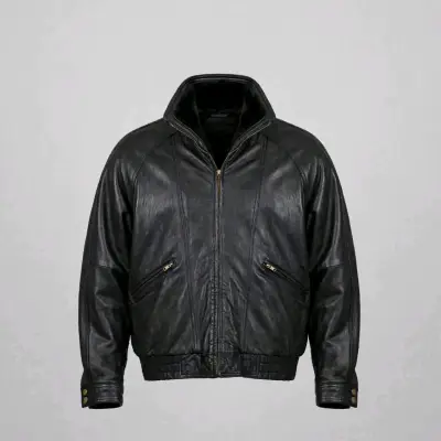 Chaqueta de cuero negra para hombre - miniatura 1