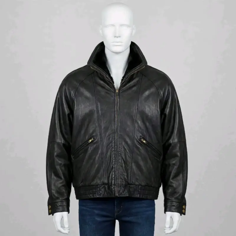 Chaqueta de cuero negra para hombre - 5