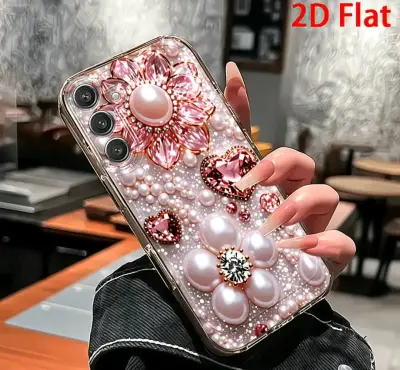 Funda para celular con diseño de perlas y flores - miniatura 2