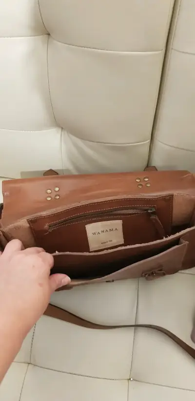 Bolso bandolera de cuero marrón clásico - miniatura 6
