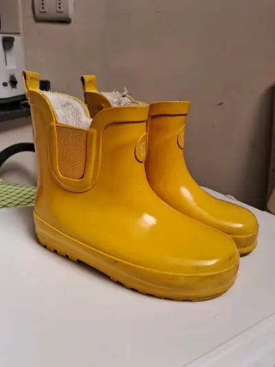 Botas de lluvia amarillas para niños con forro polar - miniatura 1