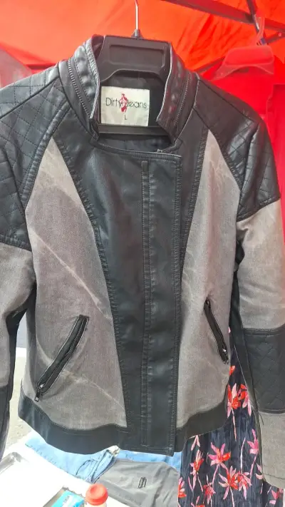 Chaqueta de cuero y tela Dirty Jeans - miniatura 1