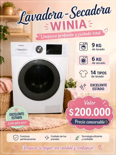 Lavadora-Secadora Winia 9kg/6kg en excelente estado - miniatura 1