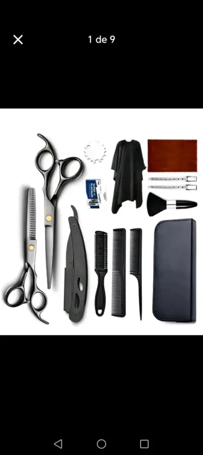 Kit de peluquería profesional con tijeras y capa - miniatura 1