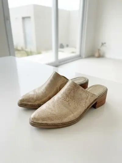 Zapatos Puntillas de Cuero Beige Dorado #39 - miniatura 1