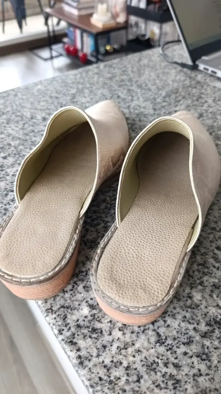 Zapatos Puntillas de Cuero Beige Dorado #39 - 3