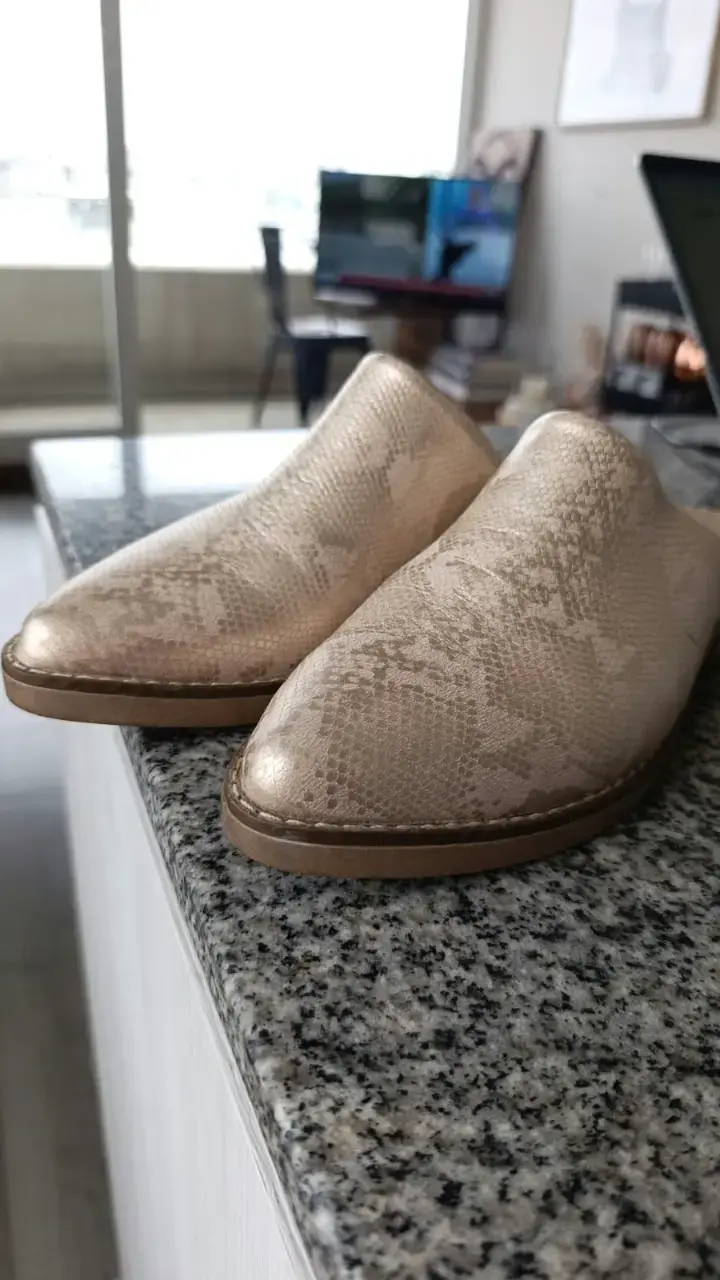Zapatos Puntillas de Cuero Beige Dorado #39 - 4