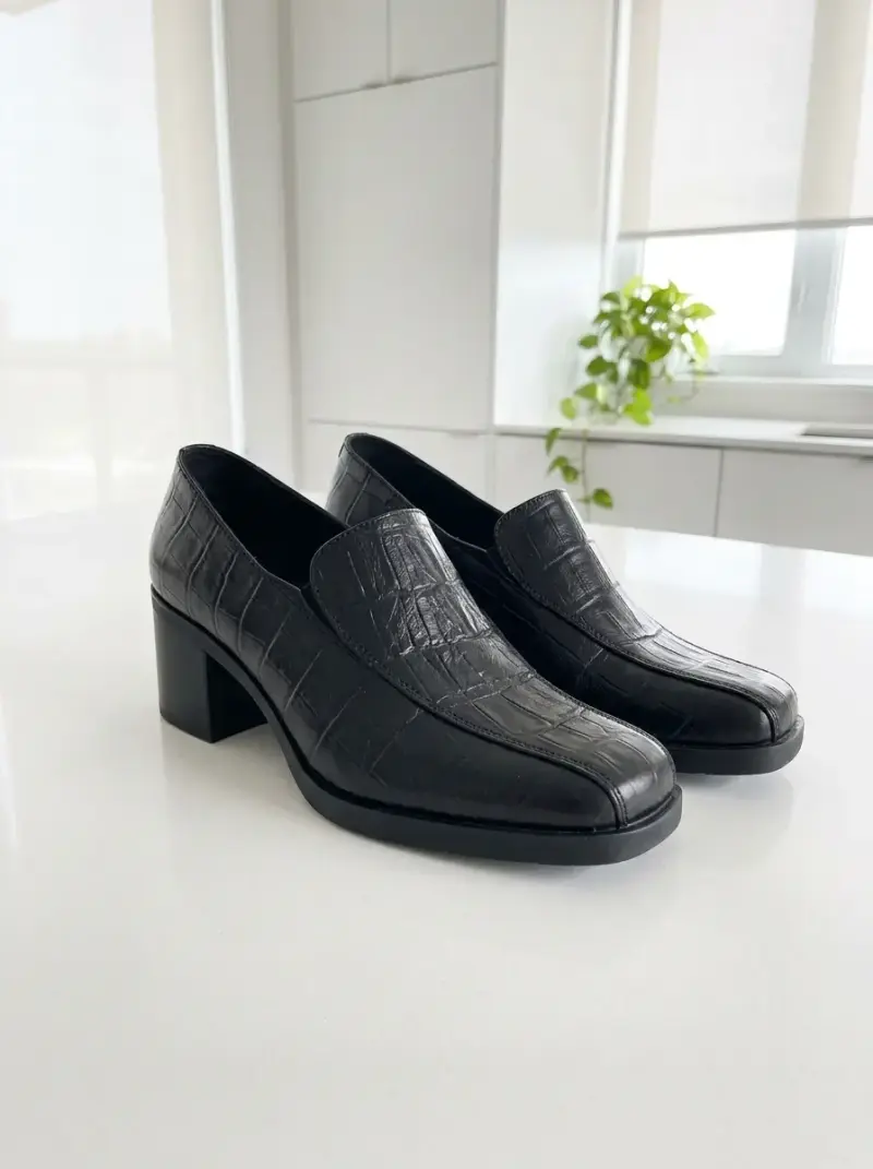 Zapatos de tacón cuero negro 16hr # 38