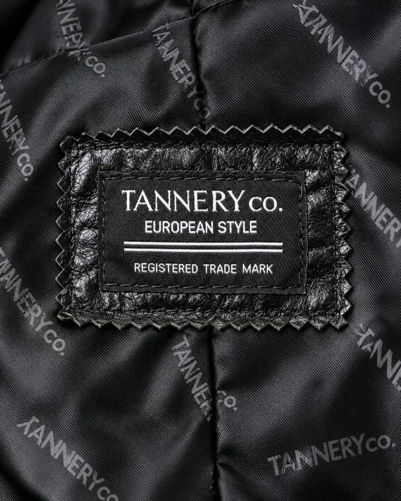 Abrigo largo de cuero legítimo, negro Tannery Co - 4
