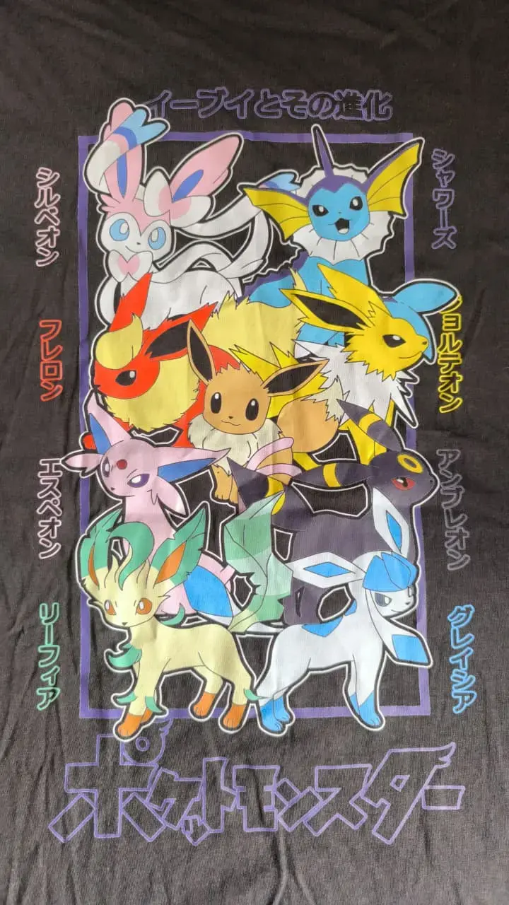 Polera Pokémon Evoluciones Eevee Negra talla XL