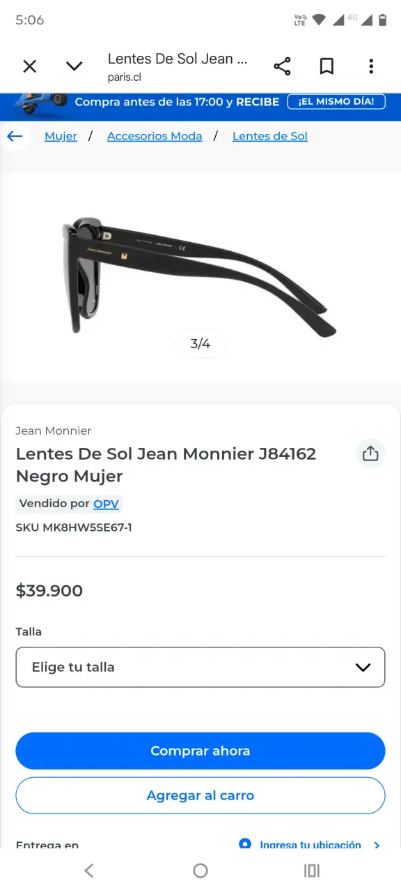 Lentes de sol Jean Monnier J84162 negro mujer - 2