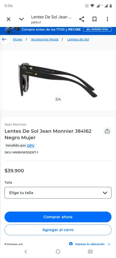 Lentes de sol Jean Monnier J84162 negro mujer - miniatura 2