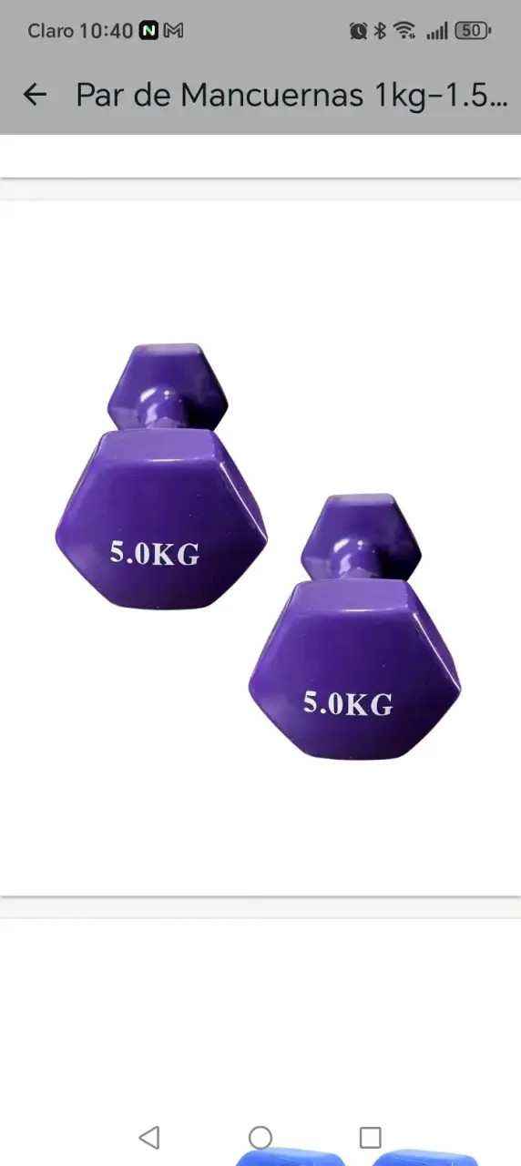Par de mancuernas hexagonales 5 kg moradas