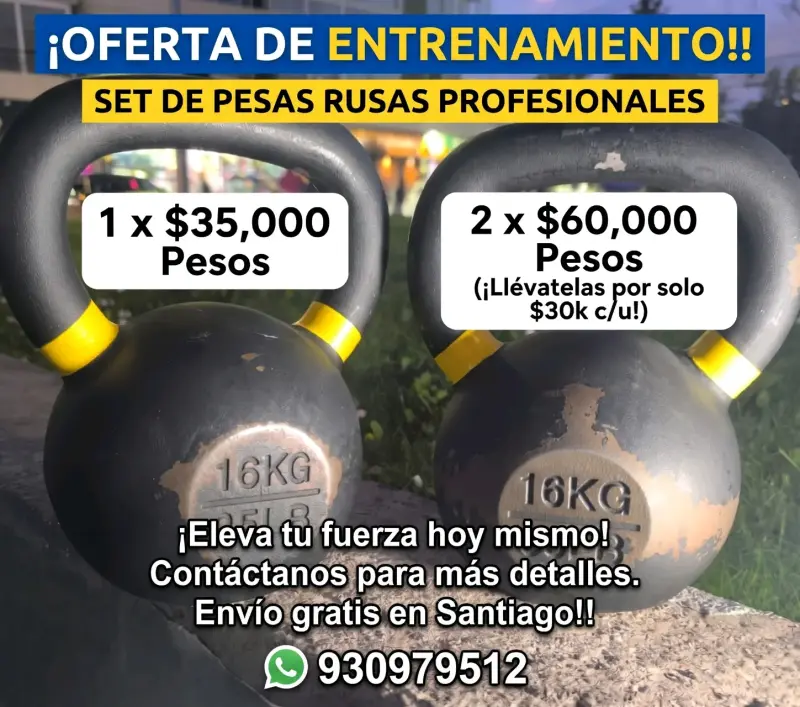 Set de Pesas Rusas Profesionales (Kettlebell)16KG