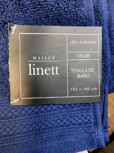 Toalla de baño azul 100% algodón Maison Linett - miniatura 2