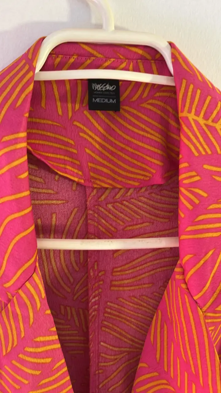 Blazer estampado rosa y naranja talla M - 2