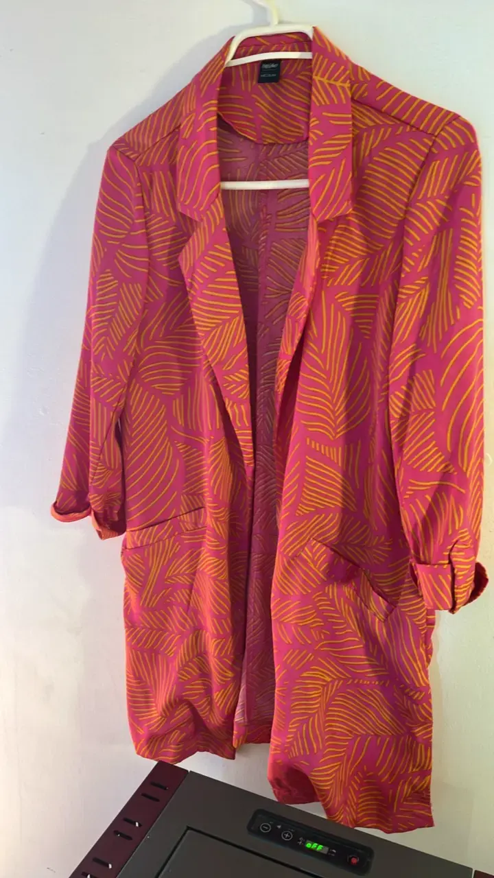 Blazer estampado rosa y naranja talla M - 3