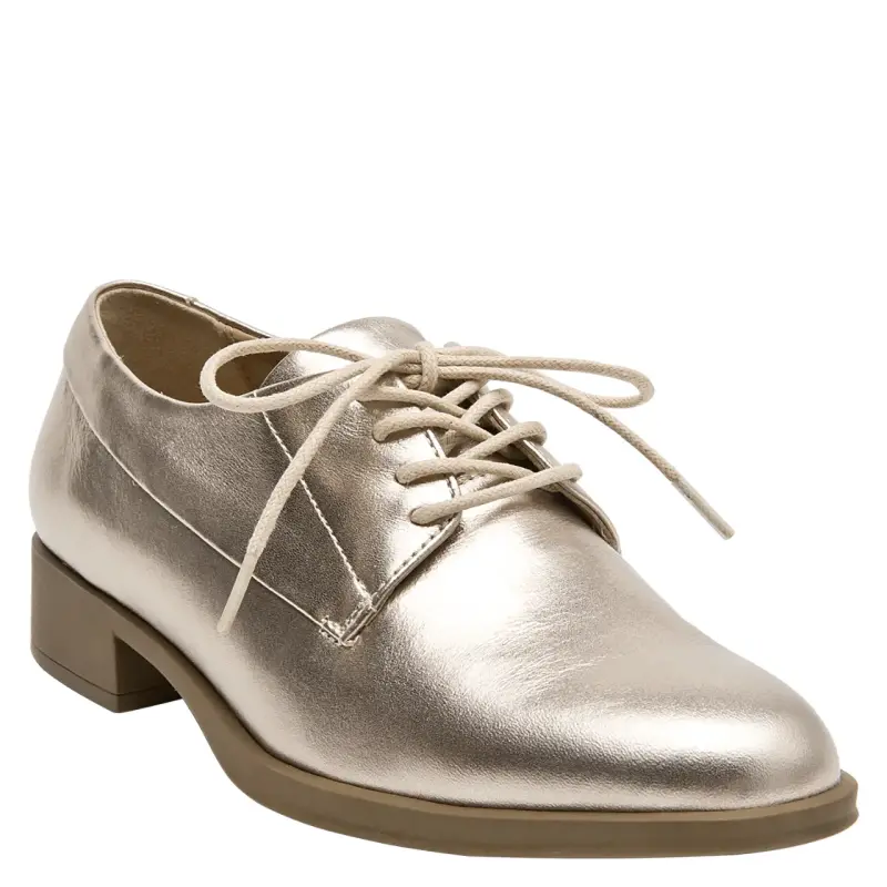 Zapato Cuero Mujer Oxford Dorado 16hrs #39