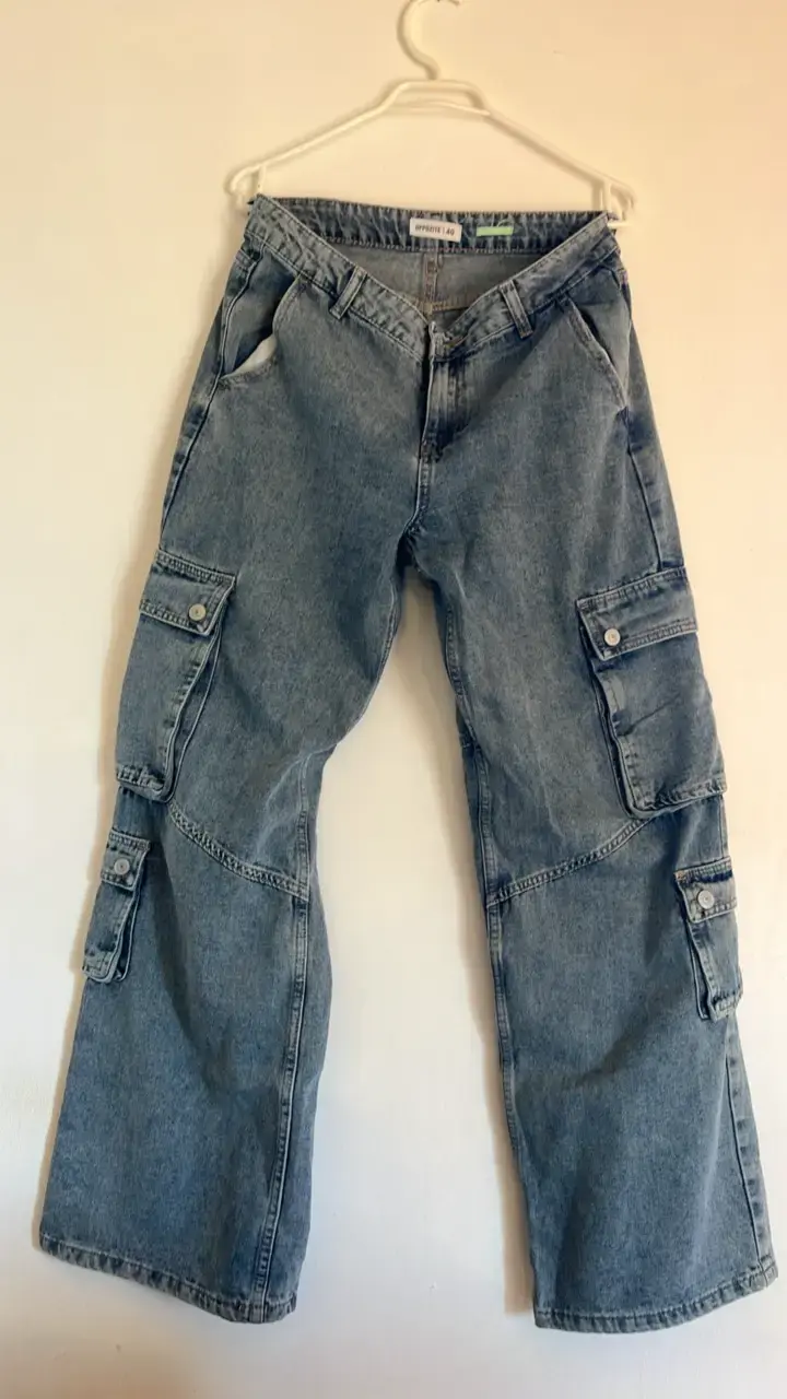 Pantalones cargo de mezclilla Opposite talla 40 - 3