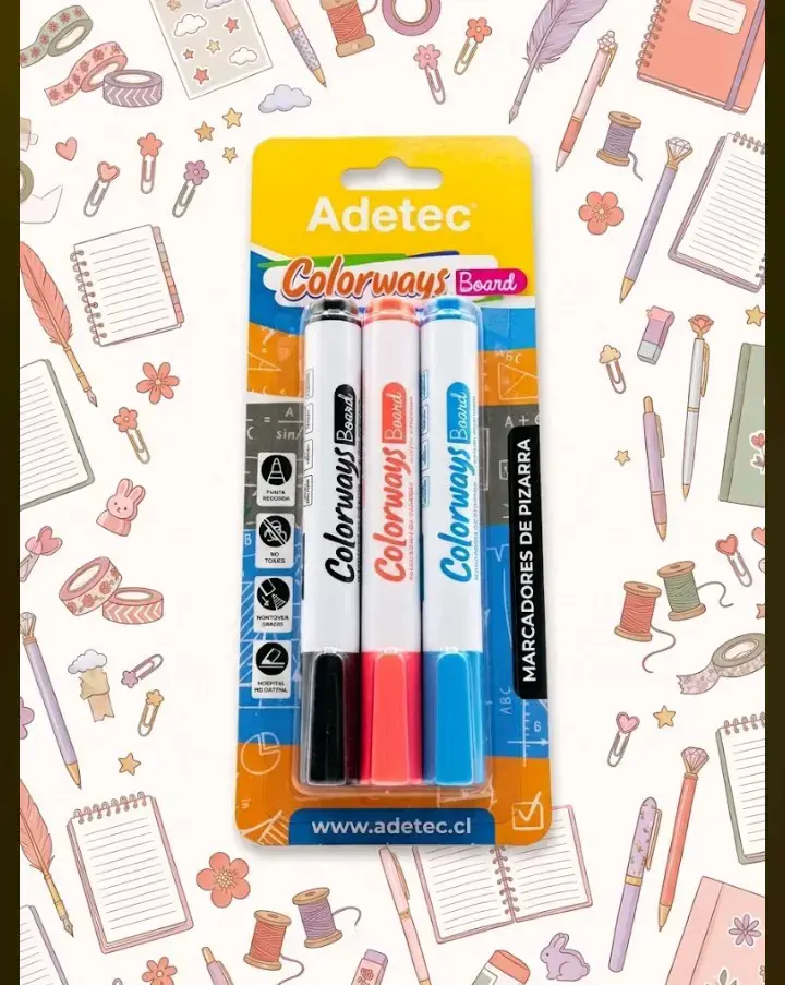 Set de Marcadores de Pizarra Adetec Colorways - 2
