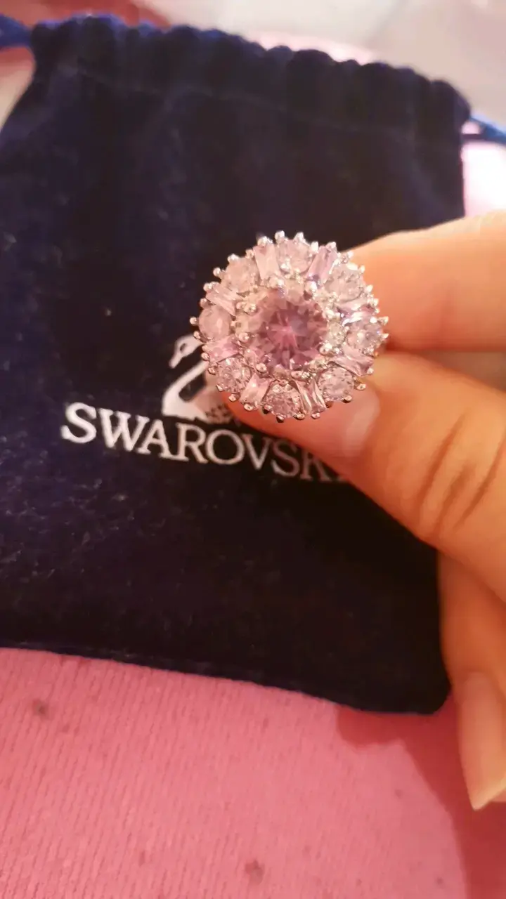 Anillo Swarovski con cristal rosa brillante - 2