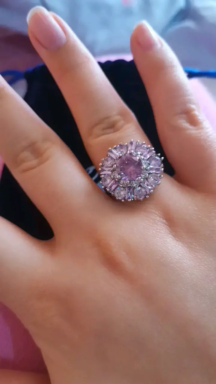 Anillo Swarovski con cristal rosa brillante - 3