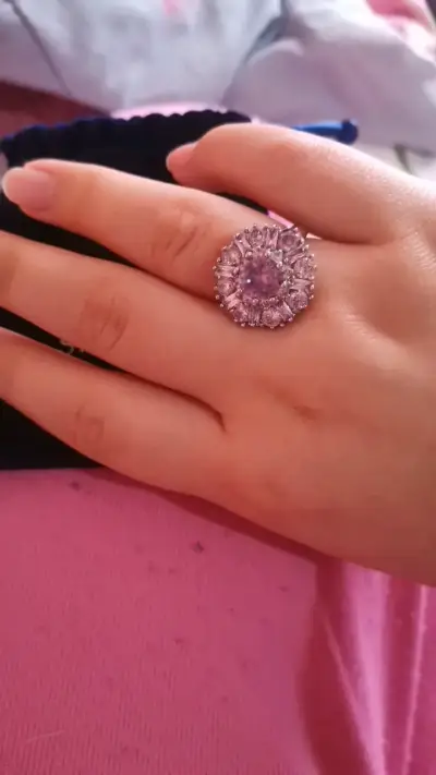 Anillo Swarovski con cristal rosa brillante - miniatura 4