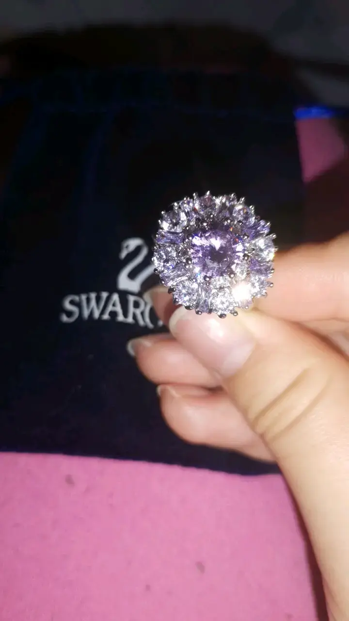 Anillo Swarovski con cristal rosa brillante - 5