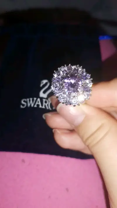 Anillo Swarovski con cristal rosa brillante - miniatura 5