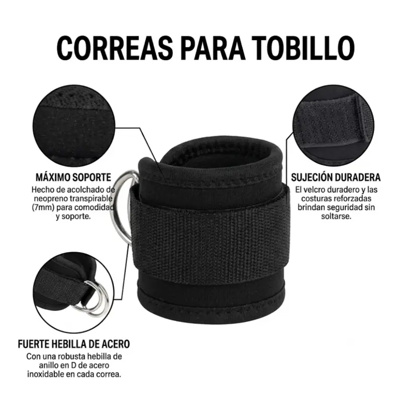 Kit Correas Tobilleras Polea Con Bandas De Resiste - 2