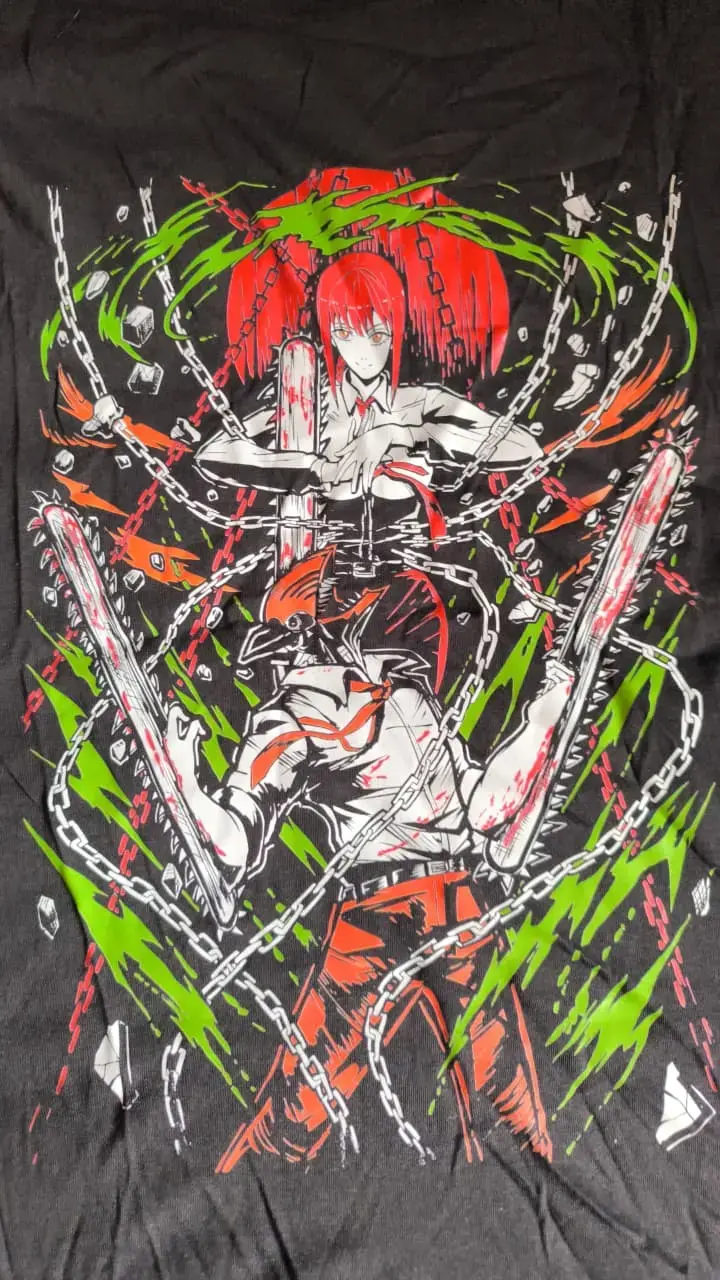 Polera Anime Chainsaw Man Makima y Denji talla M