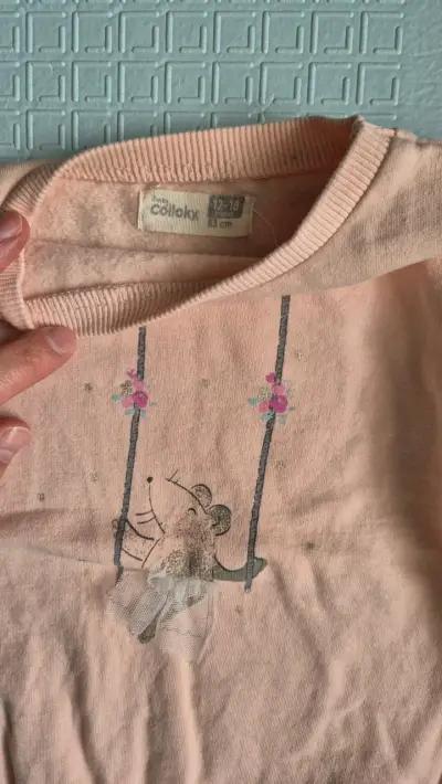 Poleron de niña rosa con diseño de ratón - miniatura 2