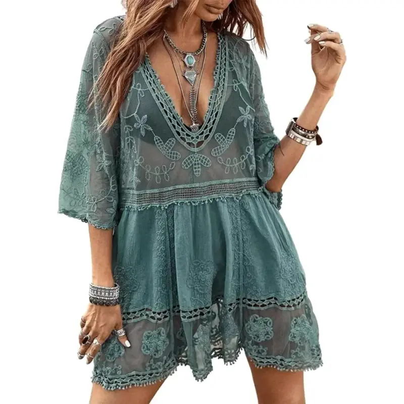 Vestido bohemio de encaje verde *marca GIOIO* - 1