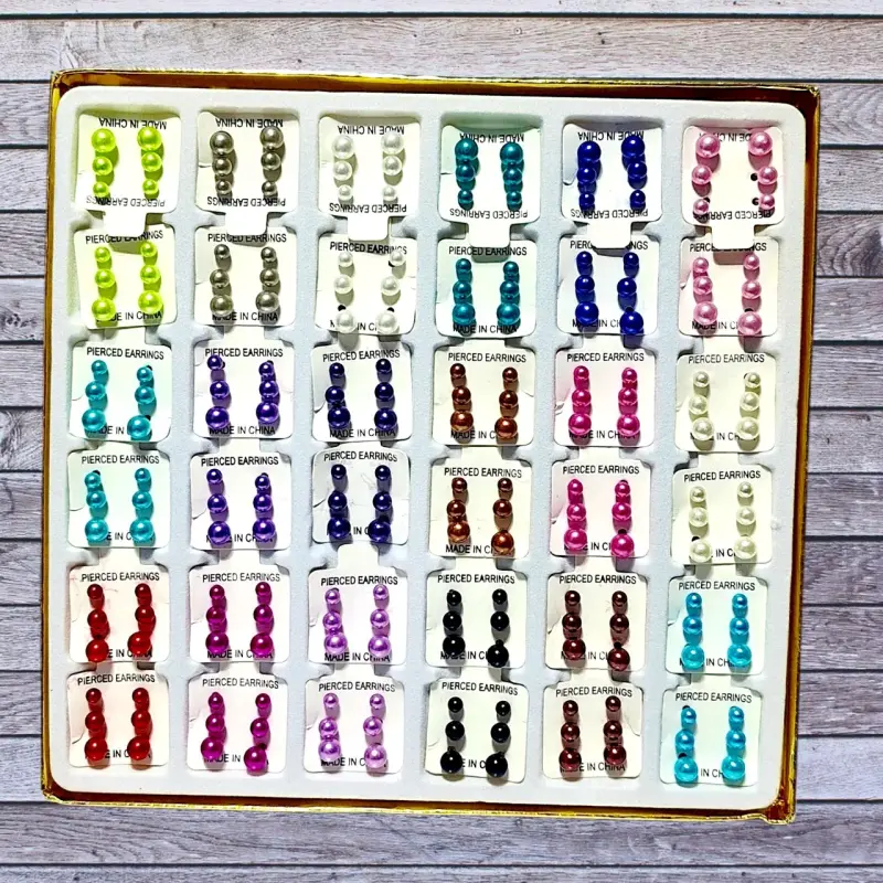 Set de Aros de Perlas de Colores para Mujer - 1