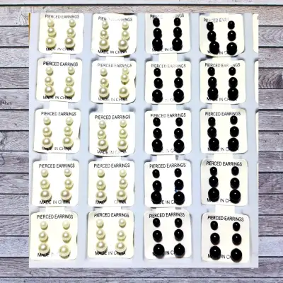 Set de Aros de Perlas de Colores para Mujer - miniatura 2