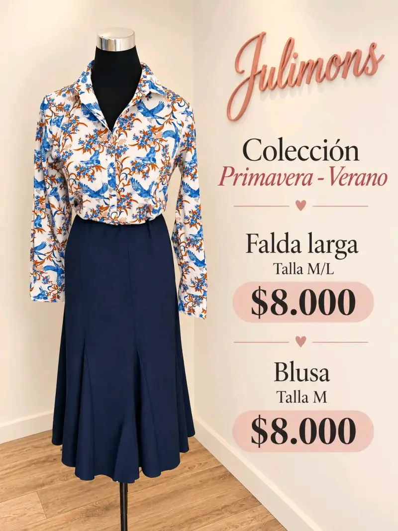 Conjunto Blusa y Falda Larga Julimons Primavera-Verano