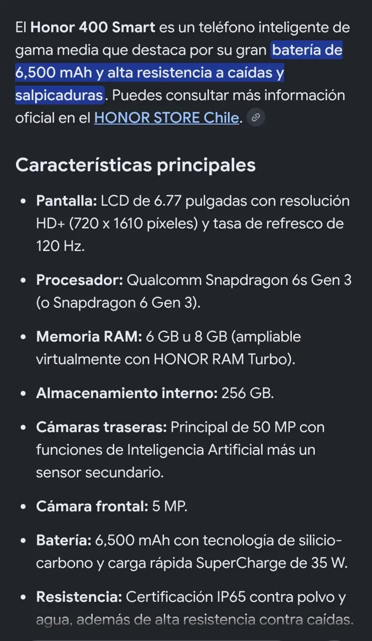 Smartphone Honor 400 Smart 256GB gris más audífon - 4