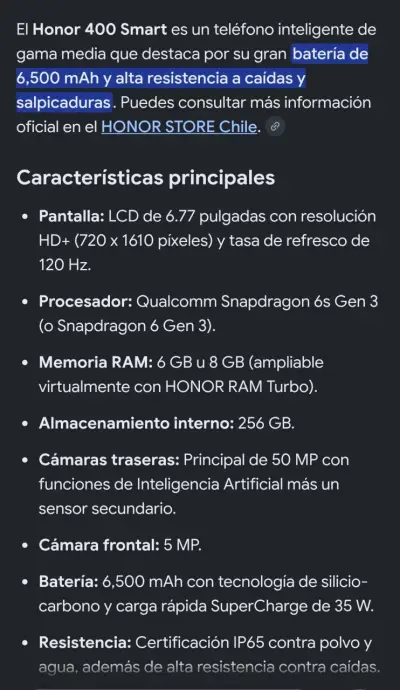 Smartphone Honor 400 Smart 256GB gris  más audífon - miniatura 4